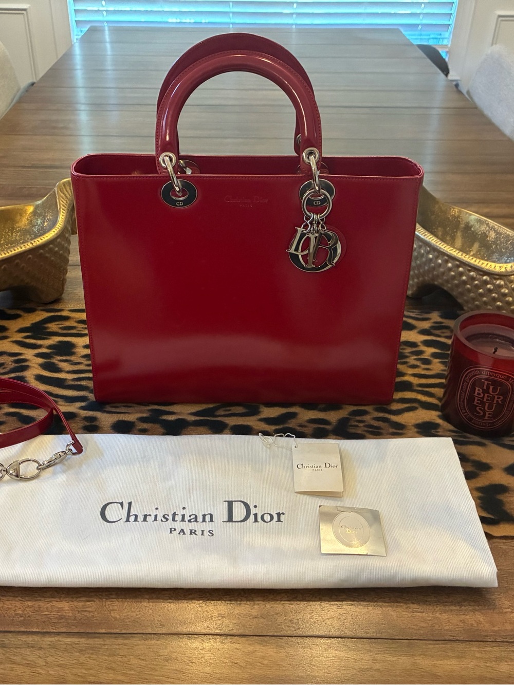 Excellent Condition - Authentic - Vintage ~1990s Lady Dior (Rouge Color)